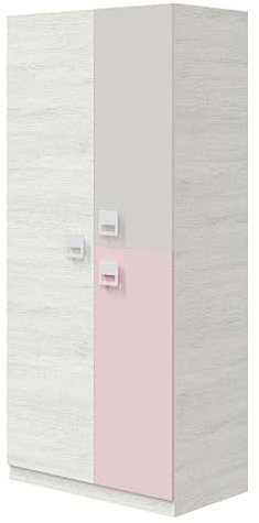 Miroytengo Armario Juvenil Rose Melamina Blanco Alpes y Rosa, Diseño Moderno y Juvenil para Habitación 90x200x52 cm
