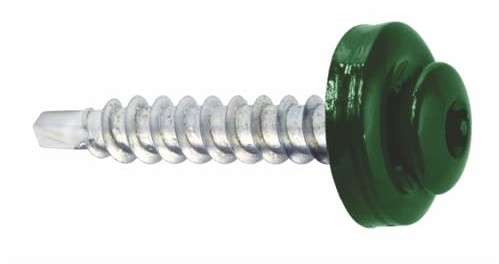 KLIMAS Spenglerschrauben Trapezblechschrauben Bohrschrauben mit EPDM Dichtscheibe für Holzunterkonstruktionen Torx TX-20 (RAL6005 - Mossgrün)