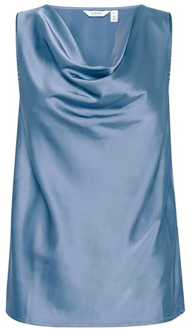 b.young BYFairchild Damen Bluse Blusentop Shirt mit rundem Wasserfall-Kragen leicht elastisch Loose fit, Größe:36, Farbe:Stonewash (173917)