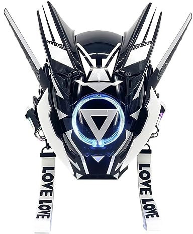 NULA Halloween Cosplay Helm Maske für Erwachsene, mit LED Licht Futuristische Techwear Helm Maske Punk Maske für Cyberpunk Maske Cosplay Rollenspiel Kostümspiele Partys