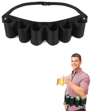 AORHOFJ 1 Pièce Ceinture de Bière, 6 Bouteilles de Bière ou Holster de Canette, Ceinture Portable, Support de Bière Ajustable Ceinture de Vin pour Camping, Festivals,Fête de Mardi Gras pour Hommes