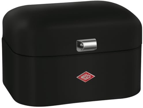 WESCO Single Grandy Brotkasten in der Farbe mattschwarz, pulverbeschichtetes Stahlblech, Lüftungslöcher und stabiler Handgriff