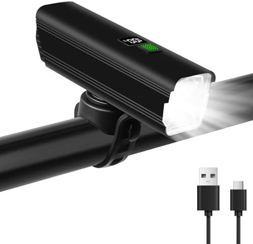Ainiv Luces Bicicleta Delantera y Trasera, 4 Modos Luz Delantera Bicicleta Potente LED, Tipo C 4500 Mah Luz Bicicleta, Linterna Bicicleta para Bicicleta de Carretera, Ciclismo de Montaña, Pesca