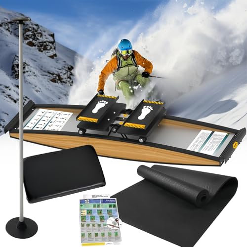 Ski-Trainingsgerät, 3D-Crosstrainer, simuliertes Ski-Gerät, Indoor-Simulations-Ski-/Ruder-Aerobic-Gerät, stumme Gummirollen und Stabiler Körper, für das Training von Taille,Bauch und Beinen