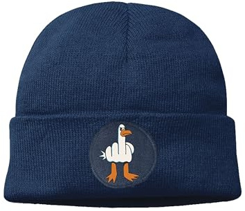 NIMAMA Mütze Beanie Möwe Finger Wintermütze Statement Spruch Print Geschenk Unisex Strickmütze für Herren & Damen