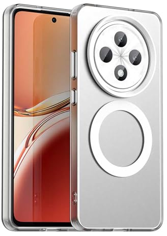 ILING Cover per OPPO Reno 12F 4G / OPPO Reno 12 FS 5G (Reno12 F 5G), Compatibile con la Ricarica Magnetica, Ultra Sottile Traslucida Matte Rigido PC + Flessibile Silicone TPU Antiurto Custodia, Bianco