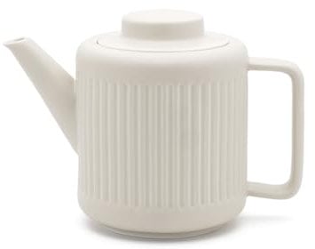 Bredemeijer Porzellan Teekanne Weiss 1.2 Liter mit Edelstahl Tee-Filter Sieb-Einsatz für lose Teesorten - spülmaschinengeeignete Porzellankanne