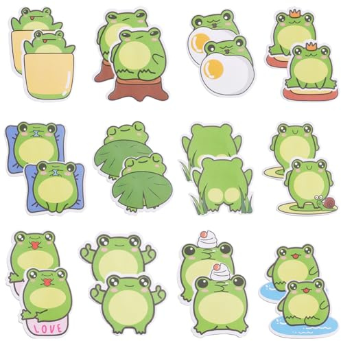 SOFPLATE 720 Stück Frosch Haftnotizen Tier Notizblöcke Großpackung Grünes Papier Selbstklebend Cartoon Kawaii Tiere Frösche Schreibseitenmarker Notizblöcke Notizblock Für Büro Schule Geburtstag Party