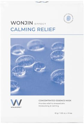 WONJIN EFFECT Calming Relief Sheet Mask (14ea) �C Korean Face Mask for Sensitive Skin, Soothing & Hydrating Treatment, Skin Repairing & Moisturizing