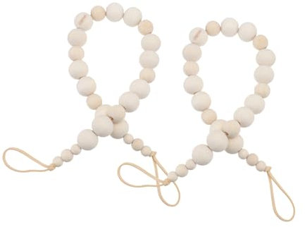 DECHOUS 2 Stück Holzperlen Vorhang Raffhalter Langlebige Vorhangschnalle Dekoratives Vorhang Befestigungsseil für Wohnzimmer und Schlafzimmer