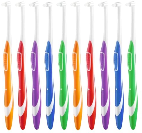 VEGCOO 10 Stück Einbüschelzahnbürste Ultra Weich, Interdentalbürsten für Zahnzwischenräume & Prothesen, Getuftete Zahnbürste mit Weichen Borsten, Detail Reinigung, Trimm Bürste (Single Head)
