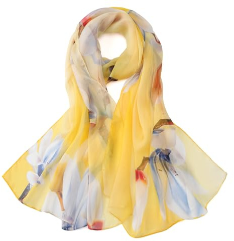 JWSilk Langer Schal aus Chiffon mit Blumendruck