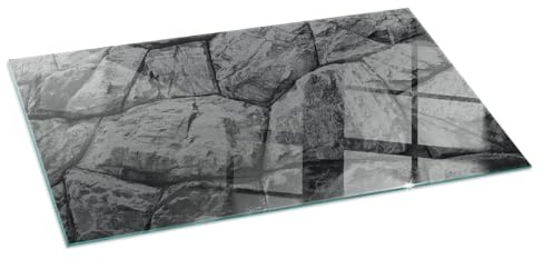 Funkenschutzplatte für Kamin 140x70 cm Rechteckige Schutzplatte Elegantes Design Stilvollem Motiv Hitzeschutz Dekorative Glasbodenplatte Glasboden Hartglas - Natursteinmuster