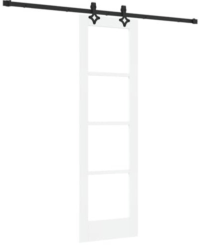 Puerta Corredera vidaXL con Juego de Hardware 'ORKDAL'Blanca de Madera Sólida y Cristal