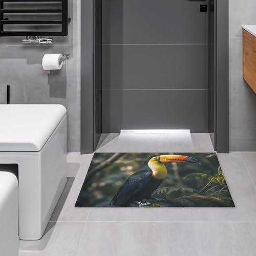 Antibakterielle Badteppich Bunter Tukan, Fußmatte, Badezimmer, Außen, Innen, Super Absorbierende Türmatte 40X60cm