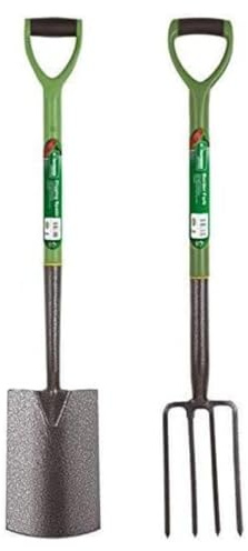 Garden Mile Set Of 2 Garden Fork And Spade Set Border Fork And Border Spade For Gardening Tools Heavy Duty Carbon Steel Long Handled Garden Tools Set Ideal For Removing Soil Weeding Planting