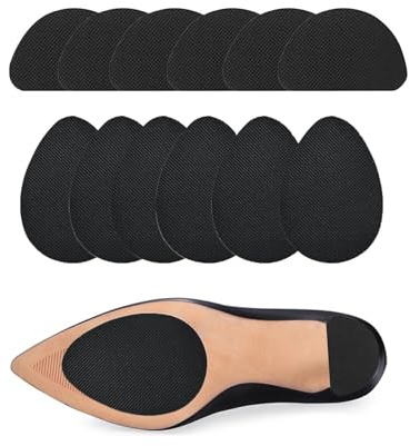 12 Stück Gummisohlen zum Aufkleben, Rutschfeste Schuhsohlenpolster, Sohlenschutz, kein rutschendes Kissen, Anti Rutsch Sohle Pads, für Damenschuhe, High Heels, Stiefel, Sandalen, Herrenschuh (Schwarz)