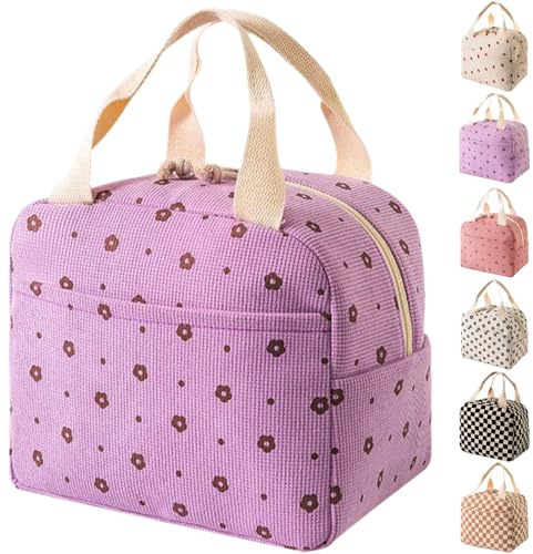 Arae Bolsa Térmica Porta Alimentos para Mujer - Bolsa Comida Trabajo, Bolsa Porta Alimentos, Bolsa Isotermica Porta Alimentos, Bolsa Termica Comida Trabajo, Lunch Bag Oficina Viaje Picnic, Púrpura