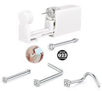 WillTen G23 Titan Piercing Set Selber Stechen, 2Pack Piercing Pistole mit Vorinstallierten 2mm CZ Nasenpiercing Set, Nasenpiercing Selber Stechen Set für Nase Nasen Nasenpiercer