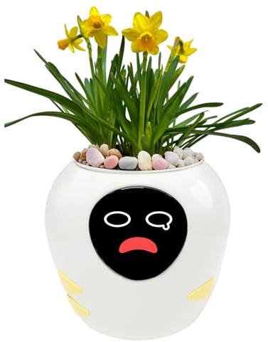 OUSEITECH Grand pot de fleurs intelligent amélioré pour animaux de compagnie, assistant de plantation avec des expressions animées pour que les plantes puissent confondre avec vous, diverses données