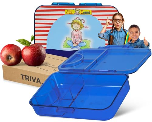 Brotdose Kinder Conni-Sitzsack - bruchfeste Tritan Lunchbox Made in Germany | bruchfest, Fächer, Schale herausnehmbar, Schule, Kindergarten, Ausflug, leicht, robust, Lunchbox