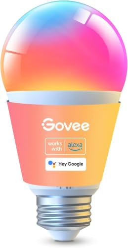 Govee Smart Glühbirne E27, 1200LM RGBWW Lamp, Wi-Fi & Bluetooth Smart Bulbs | Kompatibel mit Alexa, Google Assistant, Matter & SmartThings, 16 Mio. DIY-Farben, 54 Szenen, App-Steuerung, 12W, 1 Stück
