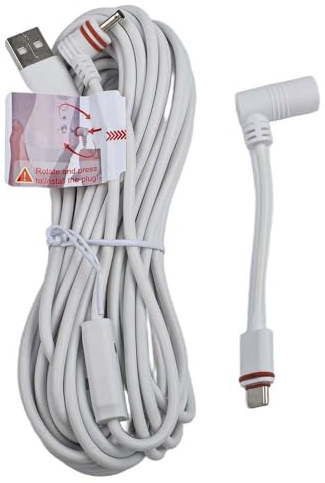 For Ring Outdoor Camera Plus Charging Cable, Outdoor TPE Power Cord with Weather-Resistant Design for Reliable DC Type-C Connection, White 5.2m 7.6m 10m Options