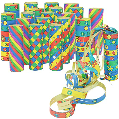 com-four® 20x kleine Luftschlangen Rollen in verschiedenen Mustern als Party Deko für Geburtstage - Papierschlangen für Silvester [Auswahl variiert] (20 Stück - bunt)