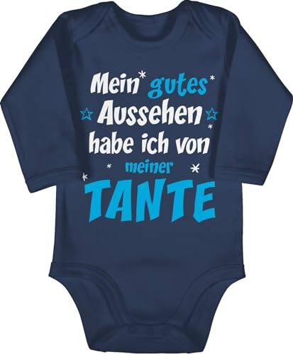 Baby Body langarm Mädchen - Mein gutes Aussehen Tante Junge - 6/12 Monate - Navy Blau - aunt auntie babybody tantes tanten babybodys aunties meine baby-kleidung teyze sprueche babybodies godi