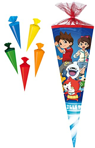 alles-meine.de GmbH Set Schultüte + 5 kleine Zuckertüten - Yo-Kai Watch - Manga Figuren - 22 cm - rund - mit Tüllabschluß - Zuckertüte - mit/ohne Kunststoff Spitze - Nest..