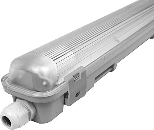 CABLEPELADO Pantalla estanca LED | Luminaria tubos LED techo | Conexión lateral | IP65 | Apto para 2 tubos LED T8 de 60 cm | No incluye tubos LED | Clase de eficiencia energética A