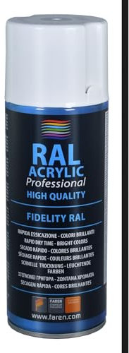 FAREN RAL ACRYLIC, Vernice spray Acrilica 100%, Smalto FIDELITY RAL, Colori Brillanti a Rapida Essiccazione, 400ml (RAL 9016 BIANCO TRAFFICO)(1pz)