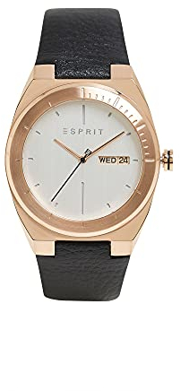 ESPRIT Edelstahl-Uhr mit Leder-Armband