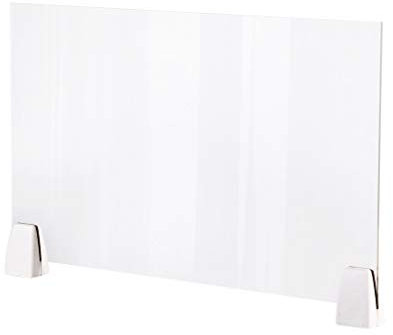 Hetangyuese Niesschutz Thekenaufsatz - Kasse, Tresen und Empfang - Hustenschutz mit Durchreiche - Kunststoffglas - Lebensmittelecht (50 * 32cm)