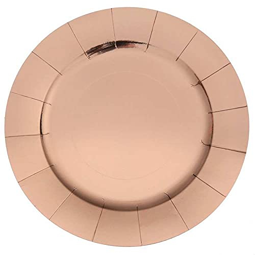 Fitwish 1001decotable - 10 Grandes assiettes en carton rondes rose gold D.33 cm