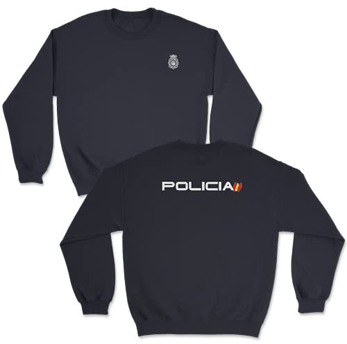 SERPOLICIA Sudadera de la Policía Nacional con el Escudo y Logo clásico. Sudadera CNP. Regalo opositor de policía Nacional (FR/ES, Letras, M, Regular, Regular, Azul Marino sin Capucha)