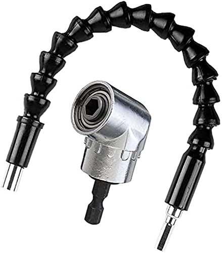 2Pcs Right Angle Drill Attachment - 1/4 Flexible Screwdriver Extension - 2 in 1 Angle Mini Flexible Screwdriver Kit - Flexible Drill Bit Extension for Tight Spaces and Easy Access