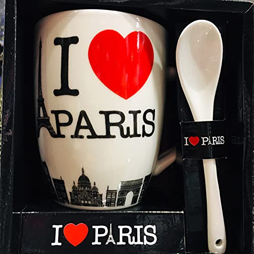 Homedecoration Mini Mug Paris Eiffel Tower with Spoon I Love Paris Design