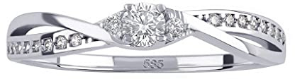 SILVEGO Damen Ring aus Weißgold 14 Karat 585 Brilliance Zirconia Verlobungsring (54 (17.2))