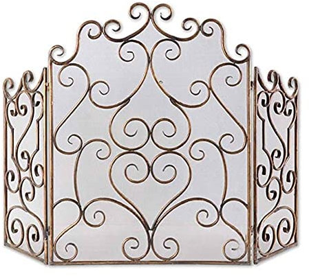 FLBT Kaminschutzgitter faltbar, 89 cm hoch, modernes Feuerfunkenschutzgitter, Metallgitter, offenes Feuer/Gasfeuer/Holzofen, 3-Panel Needed