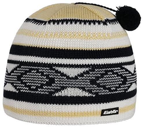 Eisbär Gitti Bommelmütze Strickmütze Wintermütze Skimütze Beanie (One Size - blau-gelb)
