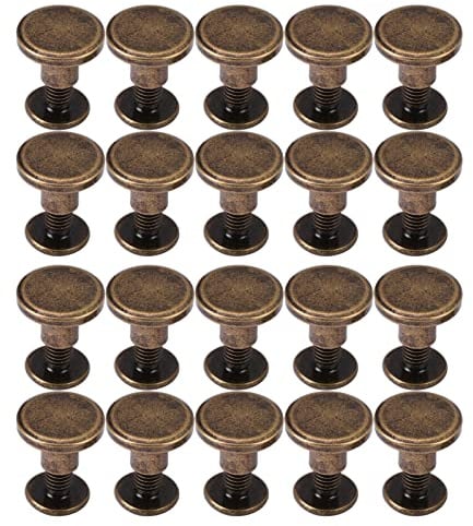 Nieten, 20 Stück Flachkopf, Kupfer, Messing, Schrauben, Muttern, Nägel, Nieten, Lederkappen-Zubehör (6,5 mm)
