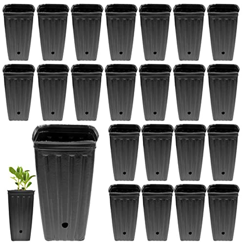 Yardwe Anzuchttöpfe Hoch 30 Stück, Baumsetzlings-Töpfe 10x20 cm aus Kunststoff mit Drainagelöchern für Setzlinge Blumen Gemüse