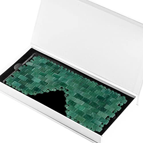 Rosenquarz-Jade-Augenmaske Mit Box Naturstein-Massagegerät Augen-Entspannungsmassage Entspannende Augenmaske Gesichtsmassage,Grüner Aventurin