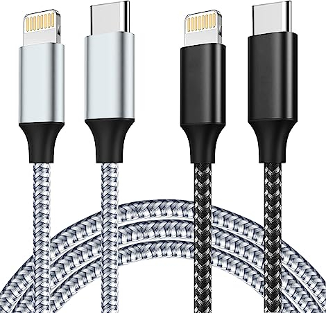 IDISON Cable iphone usb C 1M+2M -Lot de 2, Certifiés MFI Cable usb C vers Lightning Rapide 27W, 3A Tress és en Nylon Cable usb C iphone Compatible avec iPhone 13/12/11/Pro Max/XS/XR/X/8/7/7Plus/6s/6