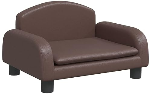vidaXL Kindersofa, Couch für Kinder, Kindercouch mit runden Kanten, Kindersessel Minisofa Polstersofa Kindermöbel Sofa Kinderzimmer, Braun Kunstleder