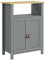 kleankin Meuble Bas de Salle de Bain Multi-rangements Grande Niche Placard Double Porte avec étagère réglable en Hauteur Gris et Naturel