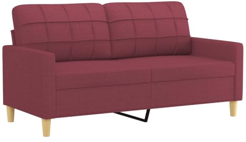 vidaXL Sofá de 2 plazas de Tela Rojo Tinto 140 cm