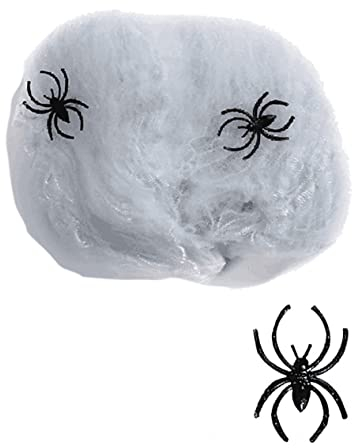VINTORKY 6 Packungen Halloween-Party-deko-stütze Gefälschtes Spinnennetz Halloween-plüsch-spinne Spinnennetz Dekoration Großes Spinnennetz Schwarze Plüschspinne Gefüllt Kleidung Bilden Weiß