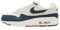 Nike Sportswear - Turnschuhe AIR MAX 1 aus Leder, porzellanweiße-blau avio (6.5)